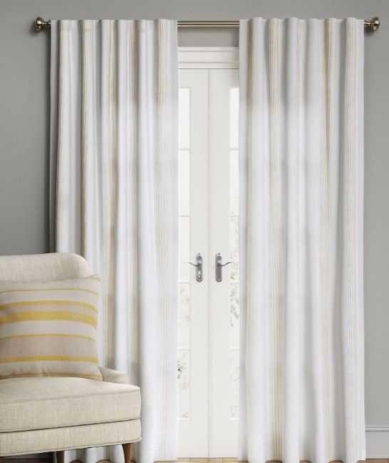 Photo 1 of 1pc Blackout Block Striped Window Curtain Panel - Threshold