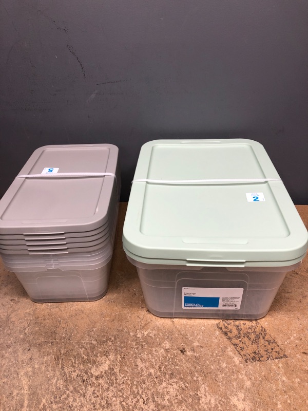 Photo 1 of -2pk 16qt Clear Storage Boxes Green - Room Essentials
-5pk 6qt Clear Storage Boxes Gray - Room Essentials