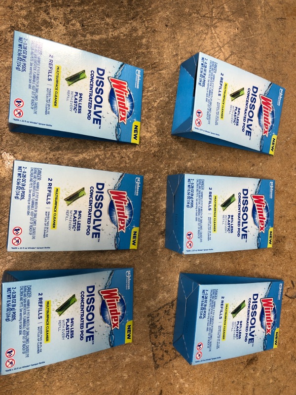 Photo 1 of (X6) Windex Dissolve Pods Multi Surface Cleaner Refill - 0.56 fl oz/2pk


