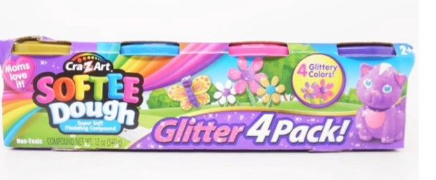 Photo 1 of (X4) Cra-Z-Art Glitter Softee Dough Super Soft Modeling Compound - 4 Pack
