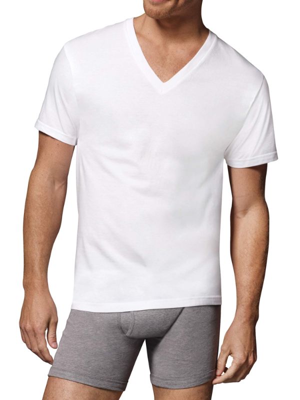 Photo 1 of ***Size: Medium*** Hanes 6-Pack White V-Neck Tees
