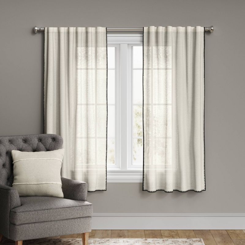 Photo 1 of 1pc 54"x95" Light Filtering Stitched Edge Window Curtain Panel - Threshold™
