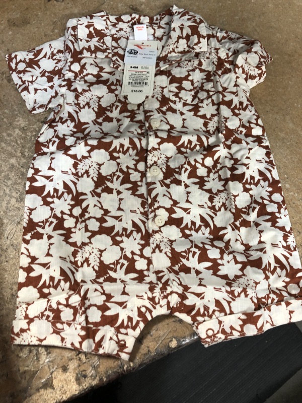 Photo 2 of Baby Boys' Floral Romper - Cat & Jack™ Brown, 3-6m

