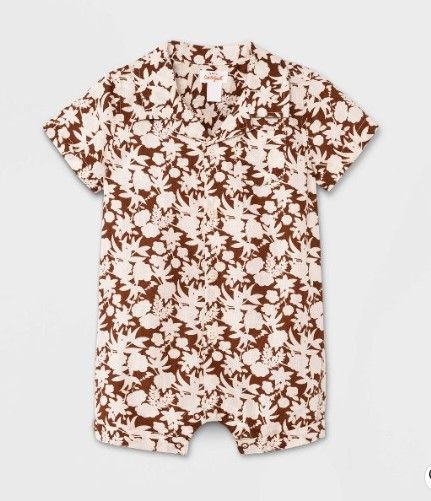 Photo 1 of Baby Boys' Floral Romper - Cat & Jack™ Brown, 3-6m

