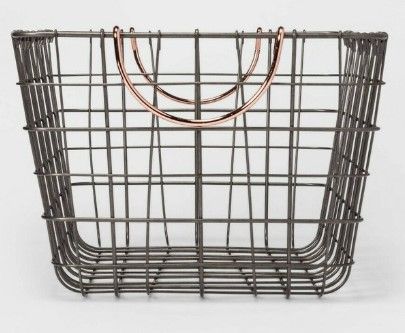 Photo 1 of 16"x11"x8 Wire Basket with Handle Gray/Copper - Threshold (tt)
