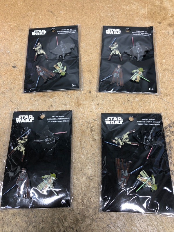 Photo 2 of (X4) Funko POP! Pins: Star Wars - Darth Vader, Yoda, Anakin, and Obi-Wan Pin Set