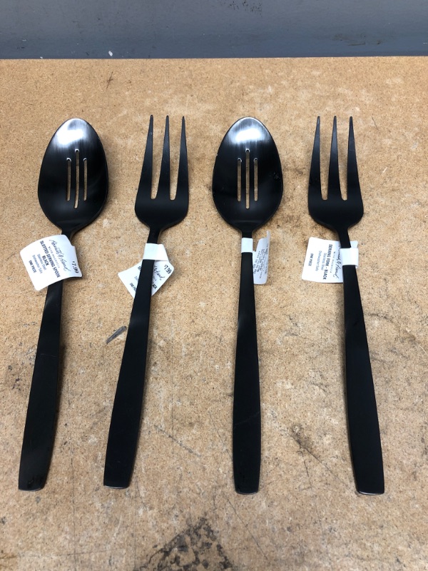 Photo 2 of (X4) PCS SET Matte Finish Serving Fork & Spoon Black - Hearth & Hand with Magnolia
