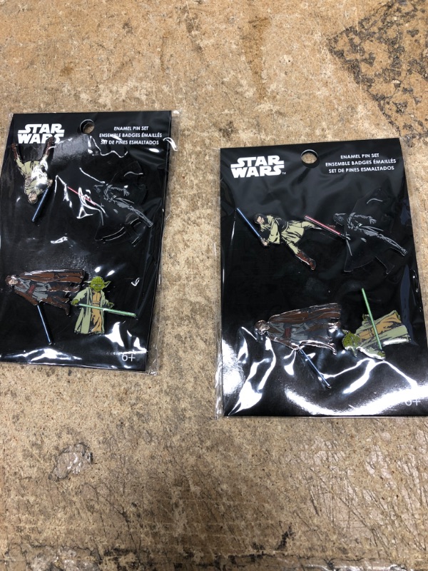 Photo 2 of (X2) Funko POP! Pins: Star Wars - Darth Vader, Yoda, Anakin, and Obi-Wan Pin Set