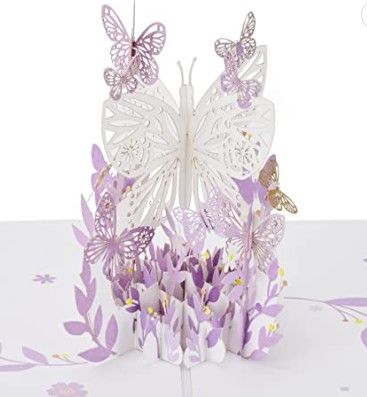 Photo 1 of (X3) Pop Up Card with Purple Butterfly Design,Createreedo Handmade 3D Butterfly Cards, For Thinking of You, Thanks You, Birthday, Mother's Day, Anniversary, Valentine's Day, Birthday All Occasion - for Women Mom Someone Wife Girlfriend Couple Lovers