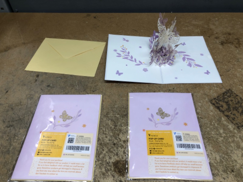 Photo 2 of (X3) Pop Up Card with Purple Butterfly Design,Createreedo Handmade 3D Butterfly Cards, For Thinking of You, Thanks You, Birthday, Mother's Day, Anniversary, Valentine's Day, Birthday All Occasion - for Women Mom Someone Wife Girlfriend Couple Lovers