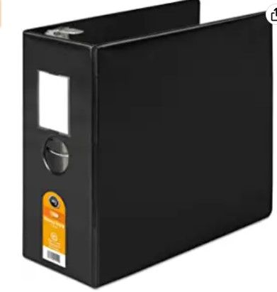 Photo 1 of (X2) Heavy-Duty No-Gap D-Ring Binder With Label Holder, 5" Capacity, Black
