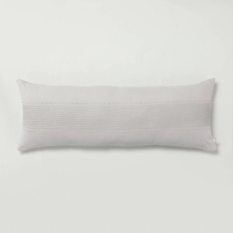 Photo 1 of 16" X 42" Slub Center Stripe Oversized Lumbar Bed Pillow - Hearth & Hand™ with Magnolia
