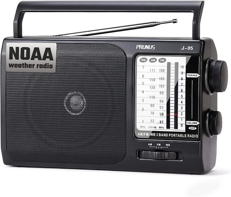 Photo 1 of J-05 AM FM Radio Portable, NOAA Weather Transistor Radio with Excellent Reception, Battery Operated Radio by 3X D Cell Batteries or AC Power for Household & Outdoor, by PRUNUS

