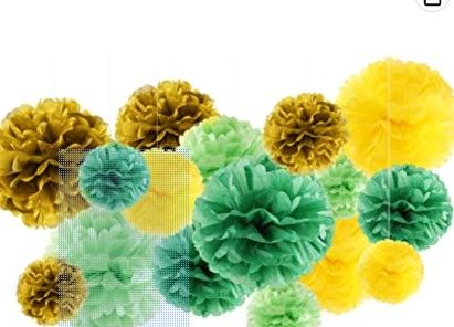 Photo 2 of Bundle of 2 - Green Party Decorations, 16pcs Green Yellow Gold Tissue Paper Pom Poms Flowers for Birthday Baby Shower Wedding Backdrop Decor, Independence Day Resin Mould, Patriotic Necklace Keychain Epoxy Silicone Mould, Flag Star Pendant Casting Silicon