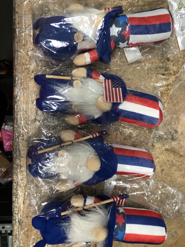 Photo 2 of  4 Pack-Mini 4th of July Patriotic Gnome, American Independence Day Gnomes, Uncle Sam Gnome - Red, White & Blue gnome - Stars & Stripes Gnome - Nisse - Tomte - Dol