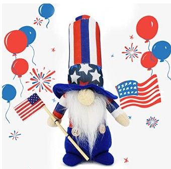 Photo 1 of  4 Pack-Mini 4th of July Patriotic Gnome, American Independence Day Gnomes, Uncle Sam Gnome - Red, White & Blue gnome - Stars & Stripes Gnome - Nisse - Tomte - Dol