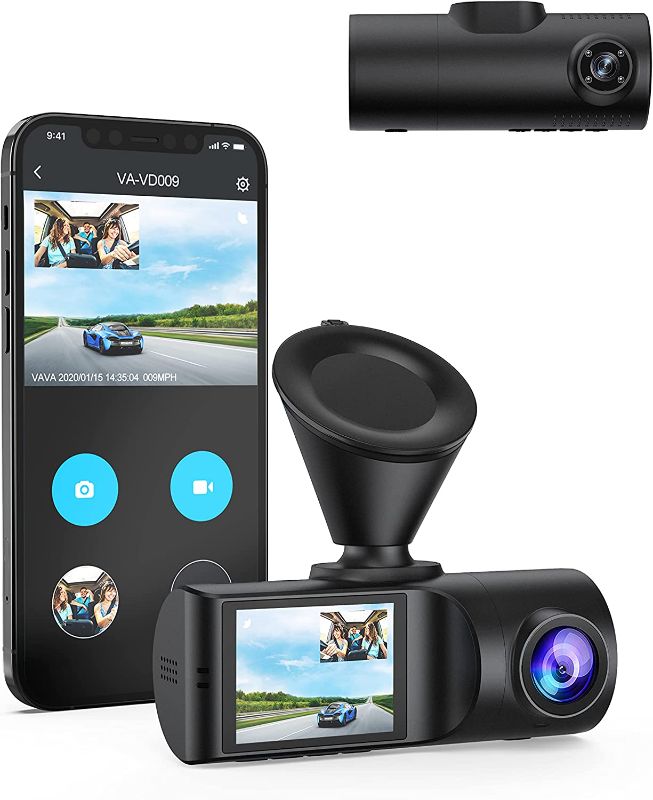 Photo 1 of Dual Dash Cam, Dash Cam 2K Front and 1080P Cabin Dash Camera, 2.5K 2560x1440P@60fps Single Front, Dual Sensor, Infrared Night Vision, App Control, 24hr Parking Mode, Built-in GPS, VD009
