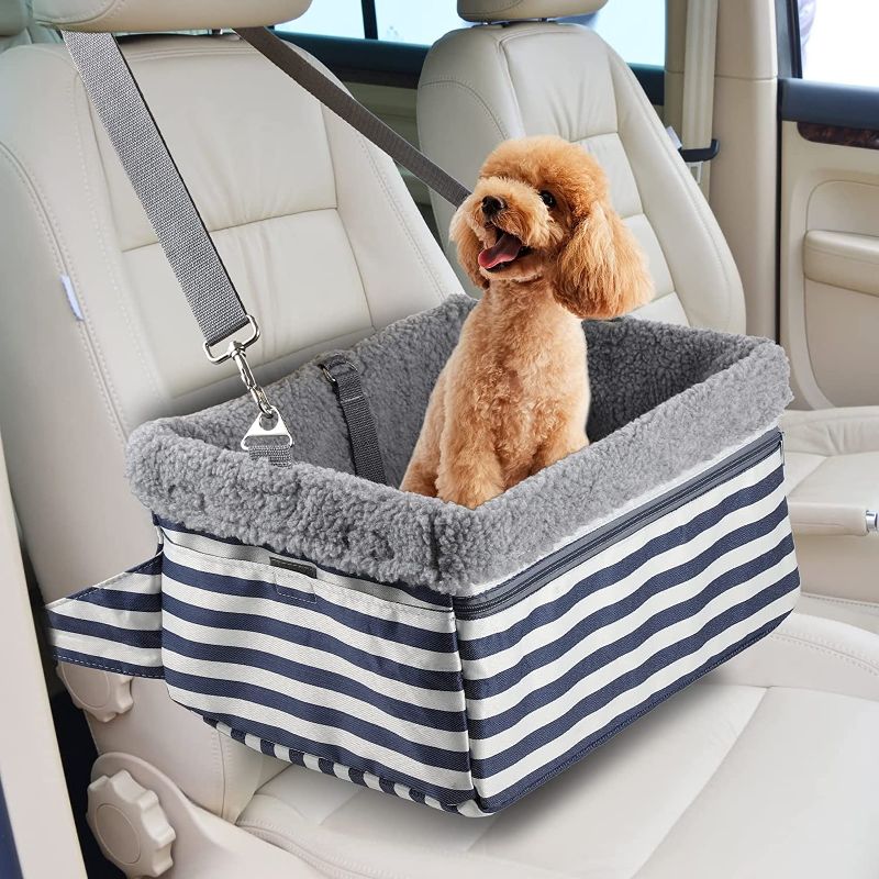 Photo 1 of Dohump Dog Car Booster Seat, Pet Carseat for Front Back Seat with Upgraded Reinforced Frame and Seat Belt, Puppy Car Seat for Medium/Small Size Dogs or Cats up to 20 lbs
