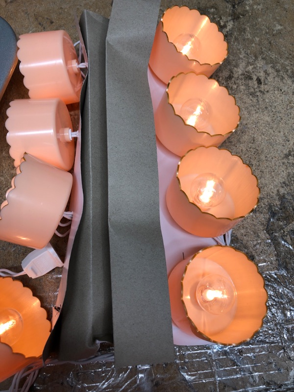 Photo 3 of 10ct Incandescent Mini Lights with Globes Cylinder Scalloped Hoods Peach Orange - Opalhouse