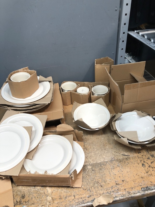 Photo 2 of 16pc Porcelain Woodbridge Dinnerware Set White - Threshold™