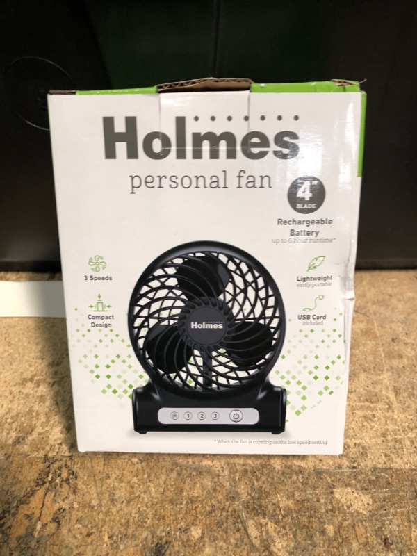 Photo 1 of HOLMES PERSONAL FAN 4 BLADE RECHARGEABLE BATTERY 