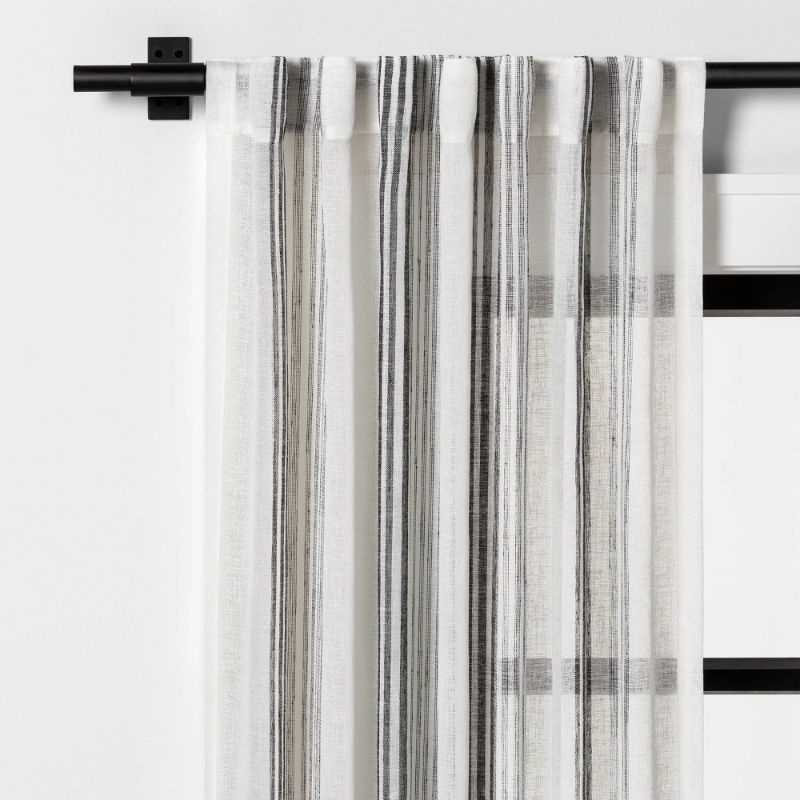 Photo 1 of 84" Vertical Stripe Curtain Sheer Gray - Hearth & Hand™ with Magnolia
