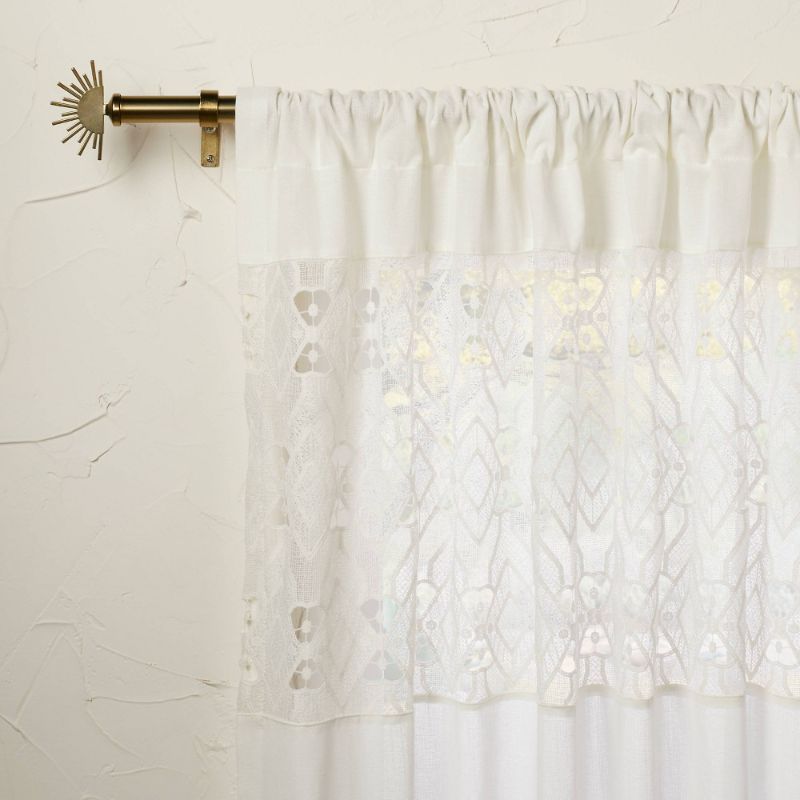 Photo 1 of 1pc 50"x84" Sheer Banded Geo Macrame Window Curtain Panel White - Opalhouse™ Designed with Jungalow™
