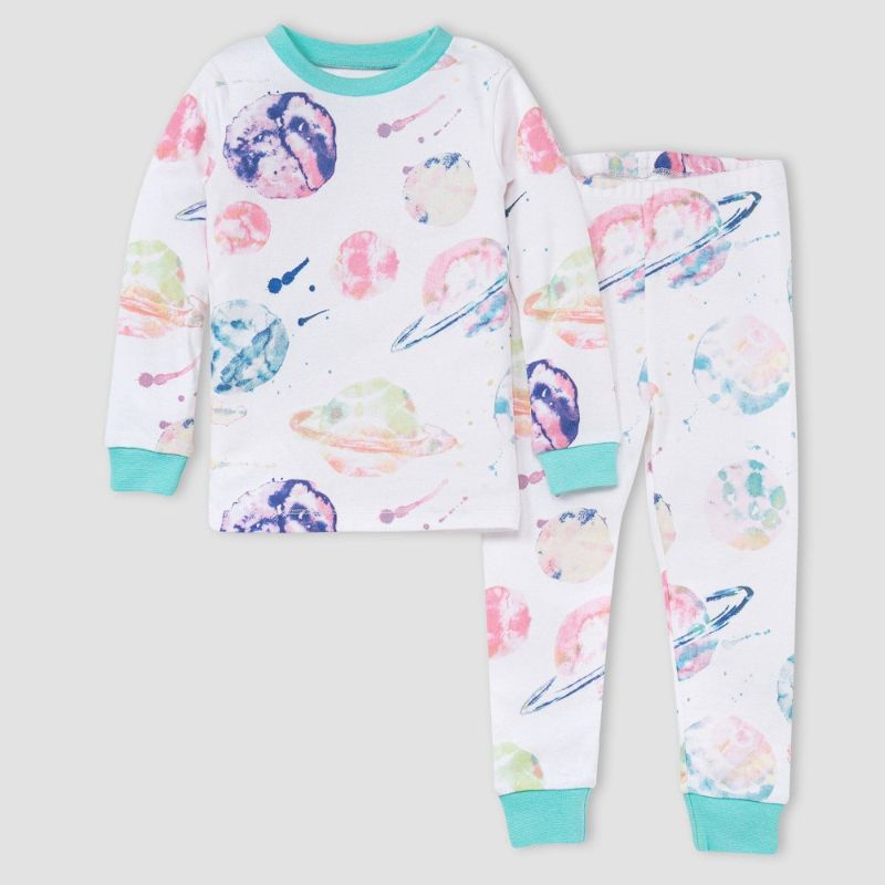 Photo 1 of ** Only shirt** Burt's Bees Baby® Toddler Girls' 2pc Watercolor Galaxy Organic Cotton Snug Fit Pajama Set -
size 4t 