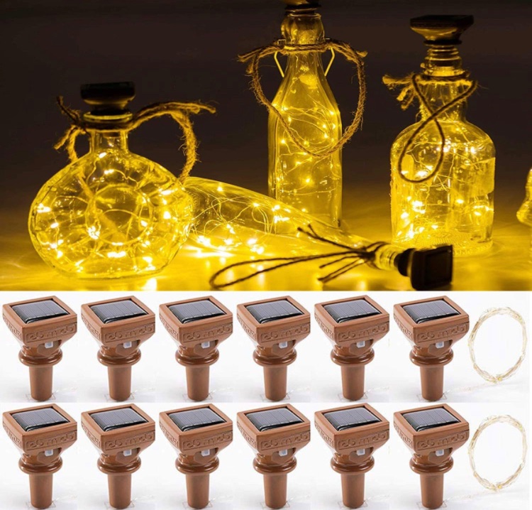 Photo 1 of YJFWAL Upgraded 12 Pack Solar Wine Bottle Lights,20 LED Starry Cork Lights Solar Operated Mini Copper String Lights for Wine Bottles with Cork Christmas,Outdoor,Wedding Decor(Warm White)