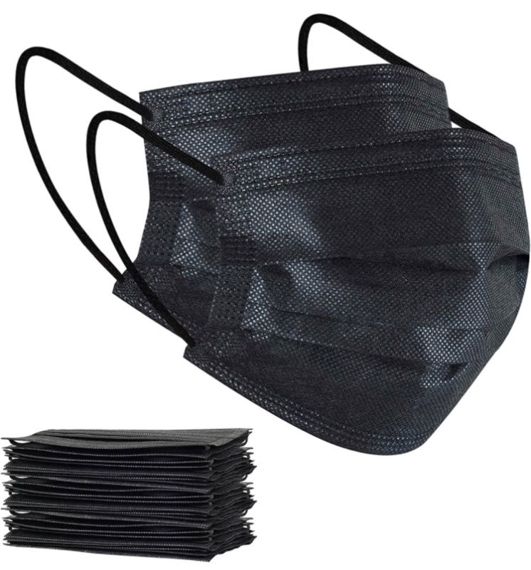 Photo 1 of 100Pcs Disposable Face Masks, Black Face Mask, 3 Ply Disposable Mask 4 pack 