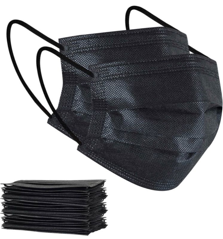 Photo 1 of 100Pcs Disposable Face Masks for Children, Black Face Mask, 3 Ply Disposable Mask 4 pack 