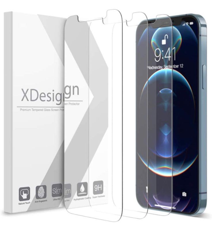 Photo 1 of XDesign 3 Pack Screen Protector for iPhone 12 and iPhone 12 Pro 6.1-inch, Compatible with iPhone 12 & iPhone 12 Pro Tempered Glass Film with HD Clarity/Touch Accurate/Impact Absorb (2020) 2 Pack