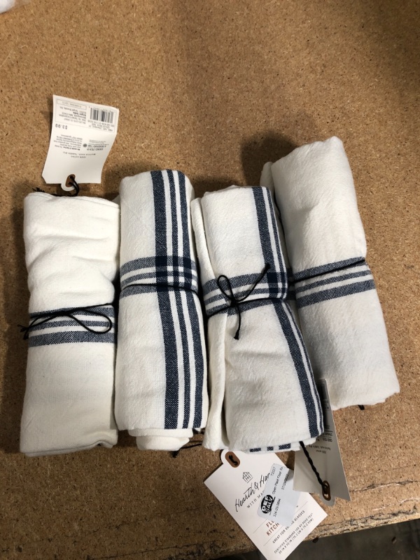 Photo 2 of 4 packs of Open Plaid Flour Sack Kitchen Towel - Hearth & Hand™ with Magnolia - Color blue/cream