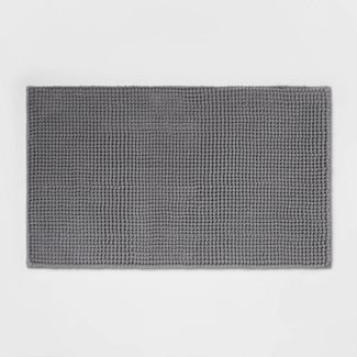 Photo 1 of 20"x34" Low Chenille Memory Foam Bath Rug - Threshold™ DARK GRAY