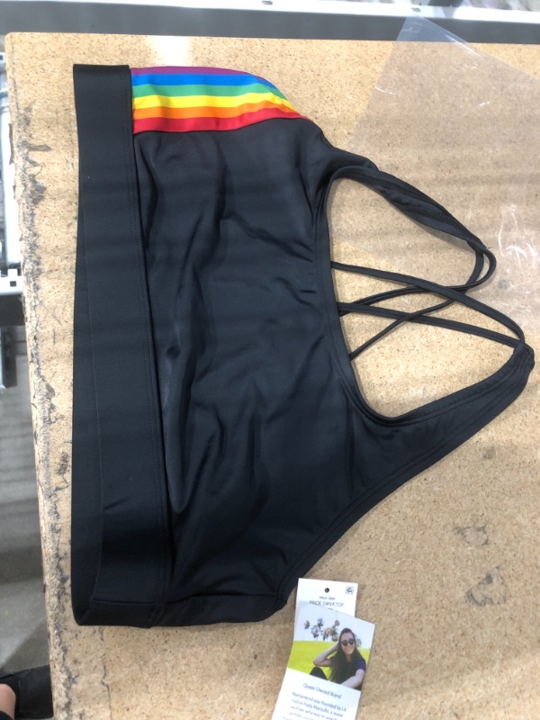 Photo 2 of LARGE Pride Adut Humankind Swim Top - Rainbow Striped
