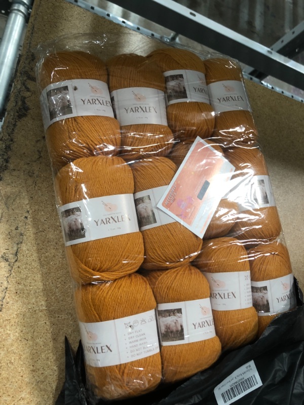 Photo 2 of 12 PACK YarXlex 100% Superfine Merino Wool Yarn for Crocheting, Luxurious and Soft Hand Knitting Yarn - Ginger, 001
