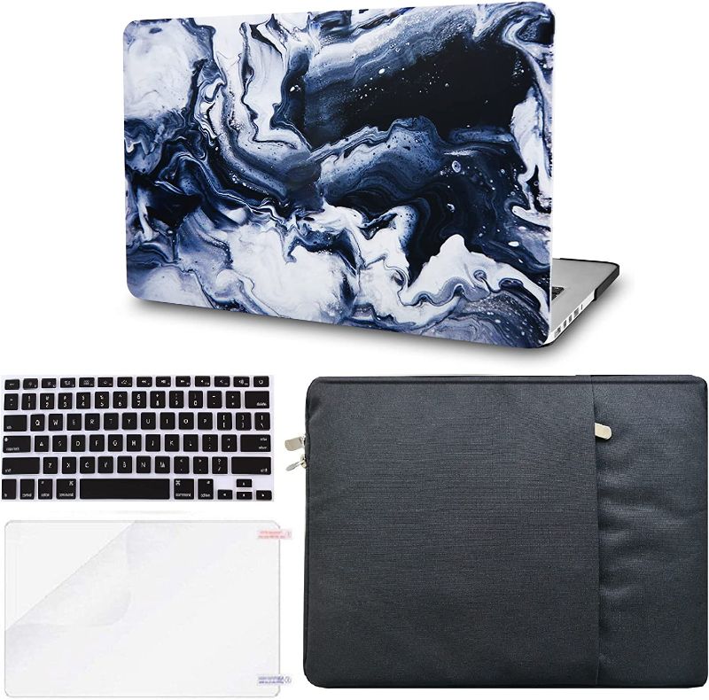 Photo 1 of KECC Compatible with MacBook Air 13 inch Case 2022 2021 2020 A2337 M1 A2179 Retina Display + Touch ID Plastic Hard Shell + Keyboard Cover + Sleeve + Screen Protector (Black Grey Marble)
