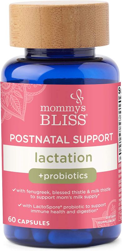 Photo 1 of (EXP 12/22 )Mommy's Bliss Postnatal Lactation Support Supplement with Probiotics: Support Breastfeeding Milk Supply with Fenugreek, Blessed & Milk Thistle, Postpartum Immune Health While Nursing (60 Servings)
