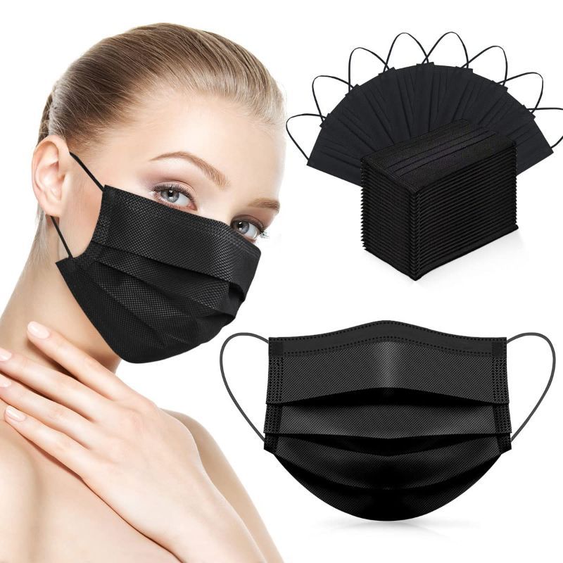 Photo 1 of 2 PACK
Disposable Face Mask Adults 3Ply Black with Ear Loop Safety 100Pcs Black