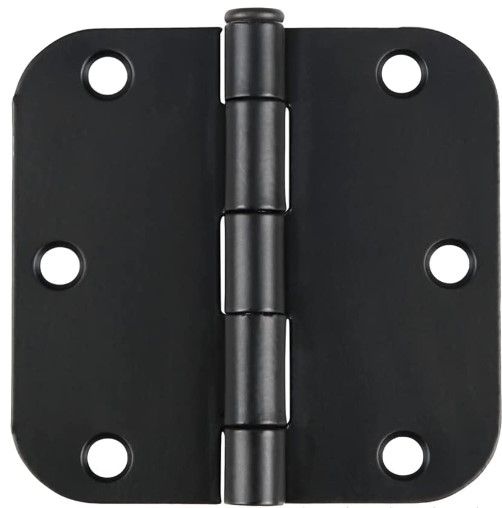 Photo 1 of 48 Pack Rounded Matte Black Door Hinges 3.5" x 3.5 Inch 5/8" Radius Interior 3 1/2 Inch Door Hinges Front Bifold Residential Standard Bedroom Indoor Door Hinge for Door Hardware Controls Matte Black
