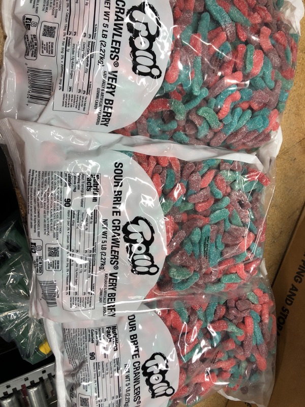 Photo 2 of *EXPIRATION DATE: 4/30/22022
3 5lb bags
Trolli Sour Brite Crawlers Very Berry Gummy Worms, 5 Pound Bulk Candy Bag
