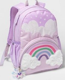 Photo 1 of  GIRLS LAVENDER GLITTER AND RAINBOW BACK PACK