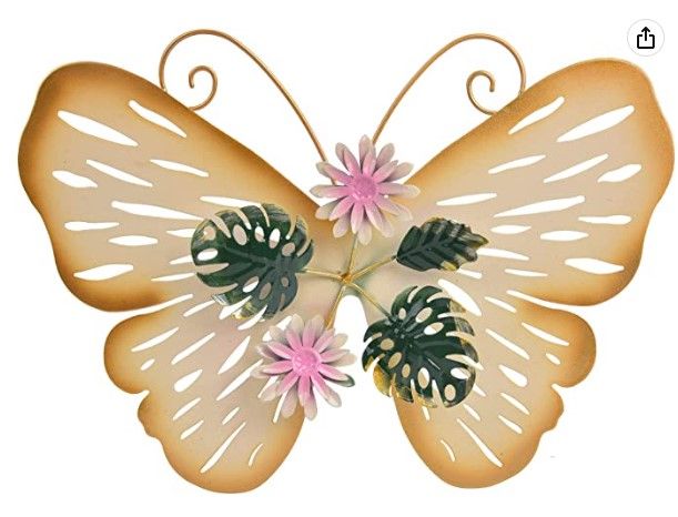 Photo 1 of (X3) Metal Butterfly Wall Decor Butterfly Wall Art Hanging Sculpture For Indoor Outdoor Garden Yard Patio Cream White 12x8.2 inches
