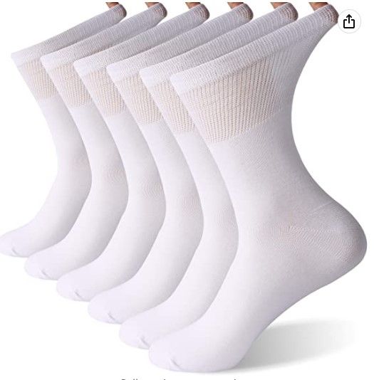 Photo 1 of (X6) Medium White Womens Diabetic Socks 
(x3) Medium Black Womens Diabetic Socks