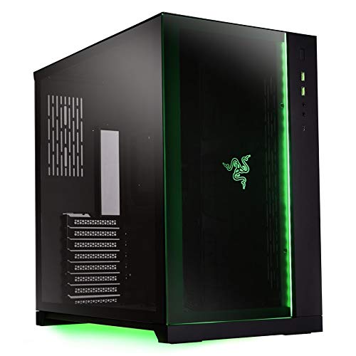 Photo 1 of LIAN LI PC-O11 Dynamic Razer Edition Black Tempered Glass on the Front, and Left Side, Chassis Body SECC ATX Mid Tower Gaming Computer Case.
