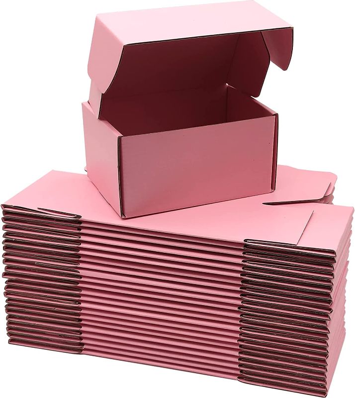 Photo 1 of Lmuze Small Pink Shipping Boxes for Small Business Pack of 25 - 6x4x3 inches Cardboard Corrugated Mailer Boxes for Shipping Packaging Craft Gifts Giving Products
