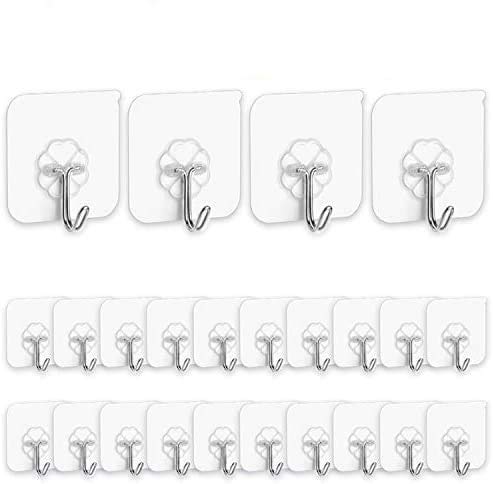 Photo 1 of Adhesive Hooks Kitchen Wall Hooks 24 Packs Heavy Duty 13.2lb(Max) Nail Free Sticky Hangers with Waterproof Hooks Reusable Utility Towel Bath Ceiling Hooks