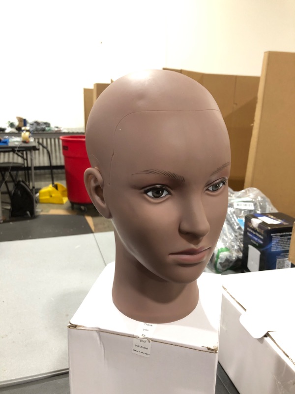 Photo 2 of Afro American Mannequin Head for Wigs Black Styrofoam Mannequin Head with Female Face Bald Mannequin Head for Making Wigs