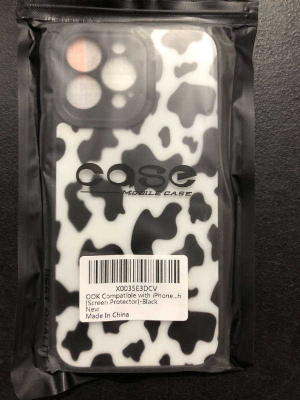 Photo 2 of OOK Compatible with iPhone 13 Pro Max Case Cute Cow Print Fashion Slim Lightweight Camera Protective Soft Flexible TPU Rubber for iPhone 13 Pro Max with [Screen Protector]-Black
