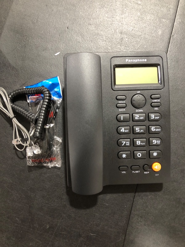 Photo 2 of Corded Phone with Caller ID/Call Waiting, Desktop Landline Phone Hands-Free Calling for Home Office Hotel (Black) (Black)